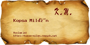 Kopsa Milán névjegykártya