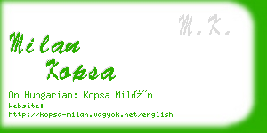 milan kopsa business card